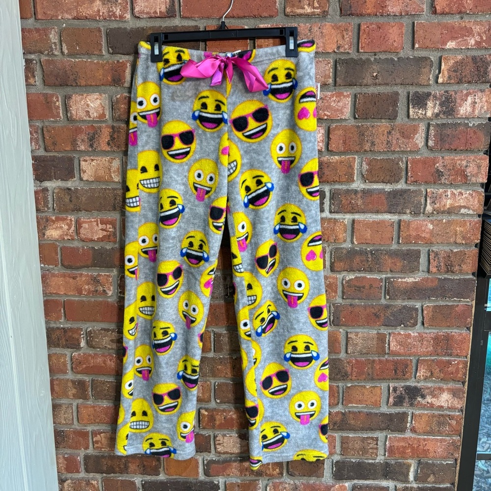 Emoji womens lounge pajama drawstring pants gray small